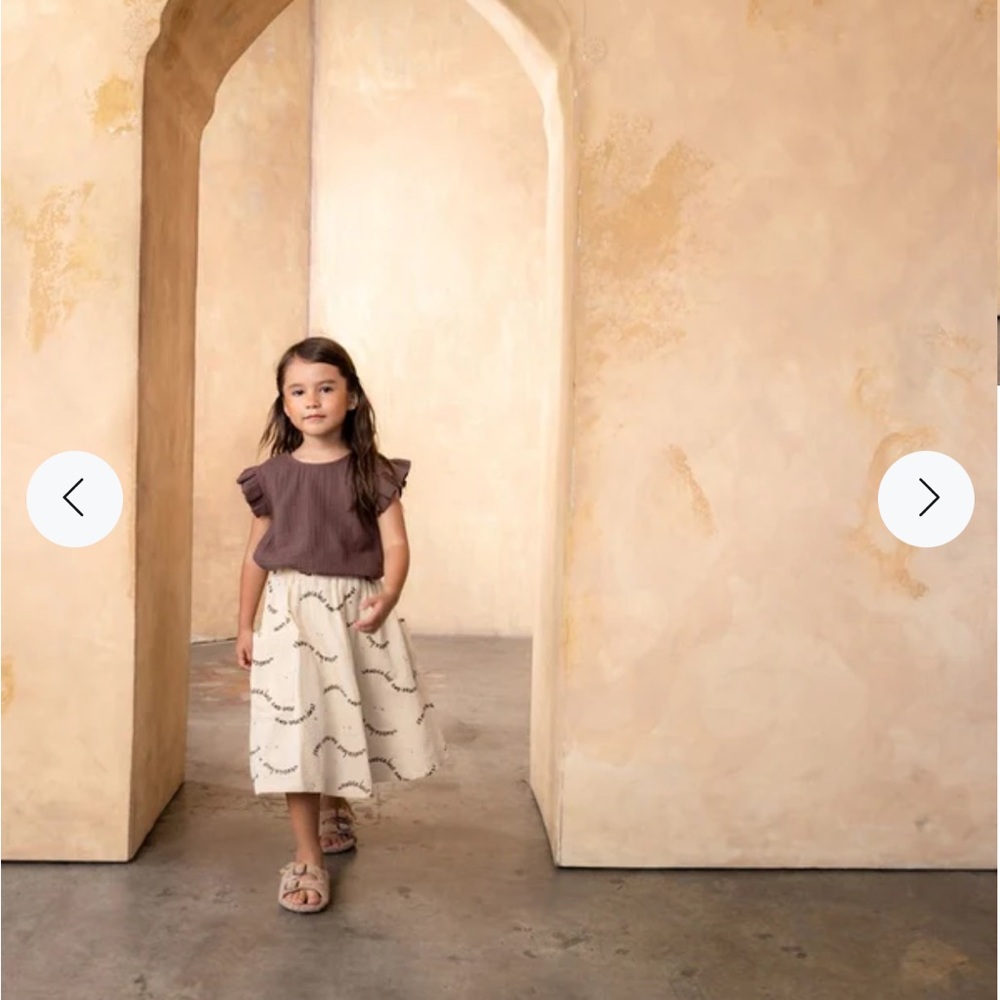 Omamimini Girls Midi Skirt with Patch Pockets - Sand